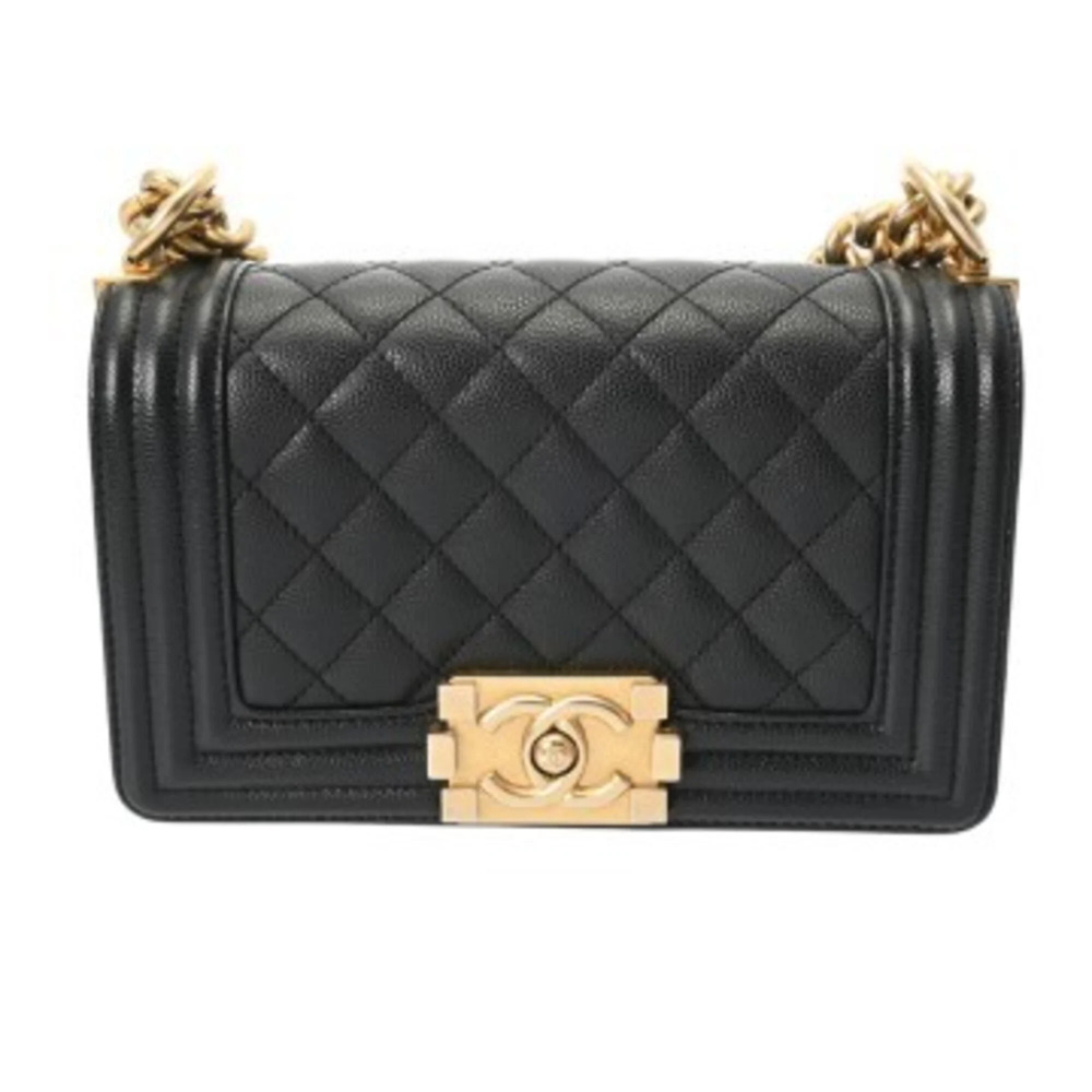 CHANEL Boy Chanel Handbag 20cm Black A67085 Women's Caviar Skin Shoulder Bag ...